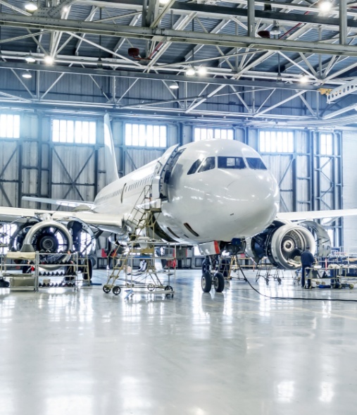 airplane in hangar